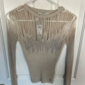 Guess Beige Sweater with Silver Accents